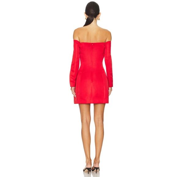 Elliatt x Revolve Vida Red Satin Off Shoulder Mini Dress XS Holiday Cocktail - Picture 9 of 9